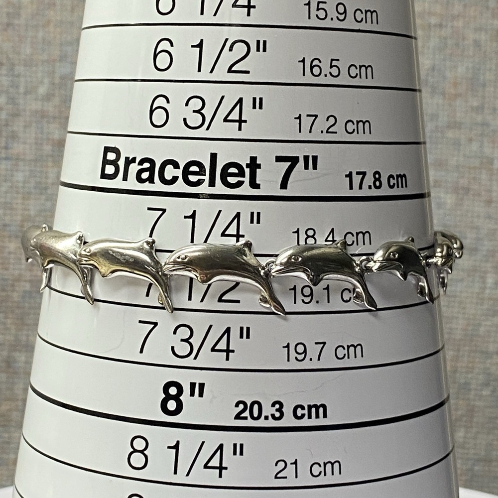 Leaping Dolphin Fish Bracelet 925 Sterling Silver Stamped 7.5 Inches